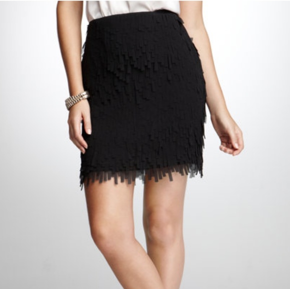 Ann Taylor Dresses & Skirts - 💵$20 Sale! Ann Taylor Black Fringe Party Skirt